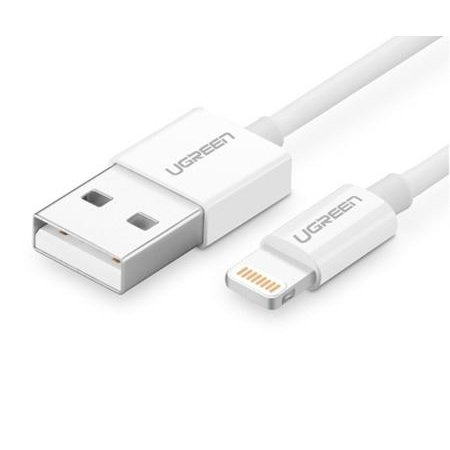 Ugreen cable USB 2.0 A lightning 2m, 5V/2.4A iPhone 7 / 7plus / 6S/ 6 / 6 Plus, iPhone 5s/5c/5, iPad Mini/Mini 2, iPad 1 M Fehér