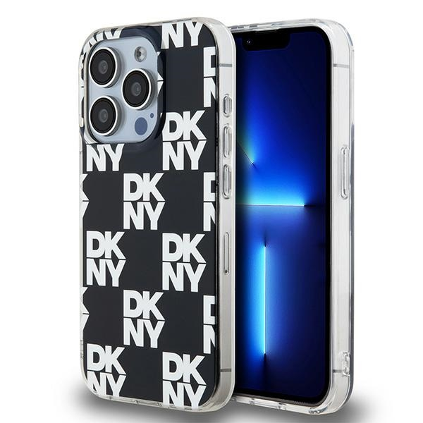 DKNY iPhone 15 Pro MagSafe Kockás IML Mono mintázat Műanyag Telefon tok - Fekete