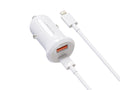 Techancy Carregador de Carro TC6428 30W USB-A+USB-C com cabo 1m USB-C para Lightning PD3.0 QC3.0 12-24V